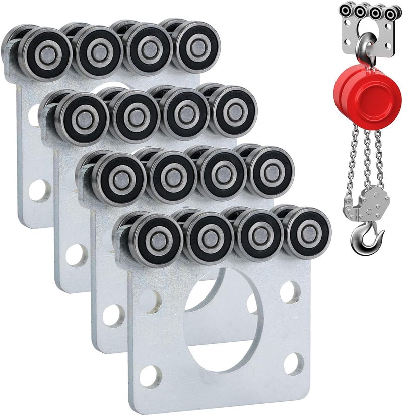 Fuperoo 8Wheel Trolley Assembly Rollers.Bearing Trolley Assembly.The top of The Trolley has Room for Set Screws, Allowing The use of a 1-5/8" high Strut Channel - Image 1